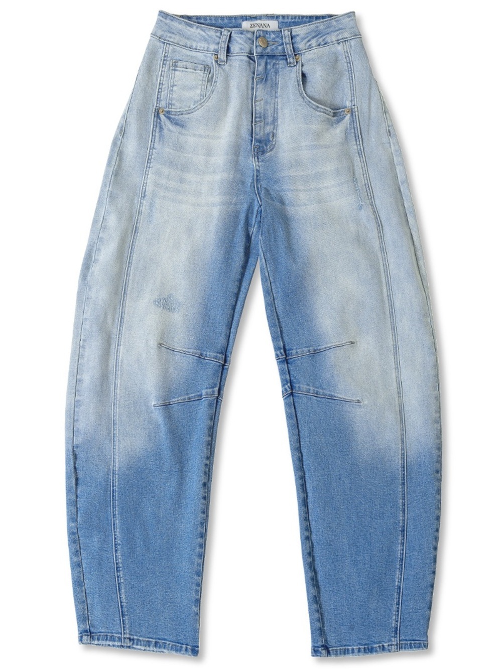 NWT Washed Center Seam Cropped Barrel Jeans Relaxed Fit Denim Pants - Picture 9 of 9